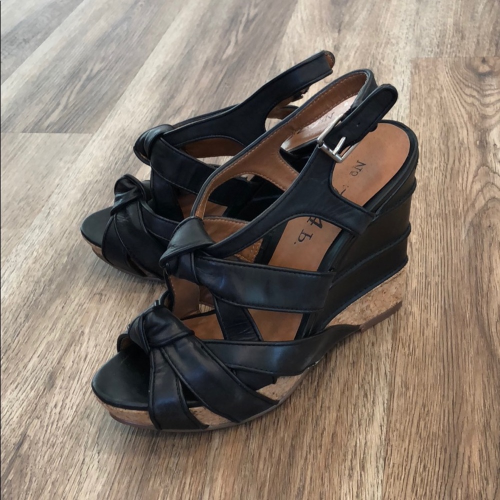 No. 704b Leather Platform Wedges Women's 6.5